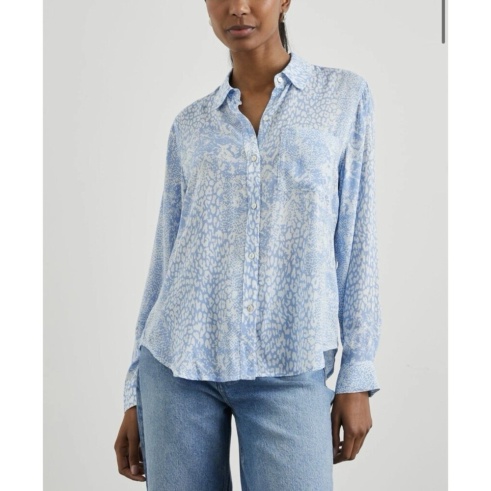 Rails Josephine Aqua Mixed Animals Shirt EcoVero Animal Print Button Down XS